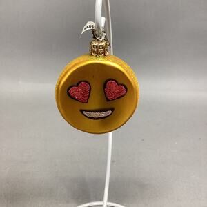 2016 Glass Emoticon Smiley Face With Hearts Ornament
